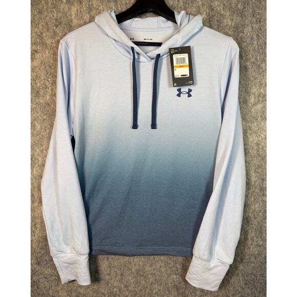 NEW Under Armour Womens Rival Terry Blue Ombre Cropped Hoodie - Small - Picture 1 of 10